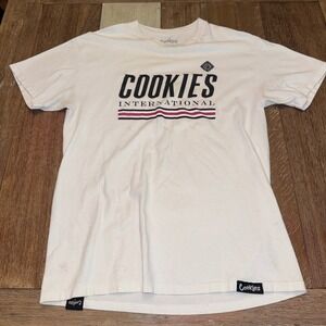 Cookies T-Shirt Mens Medium White Good International Logo Graphic Short Sleeve